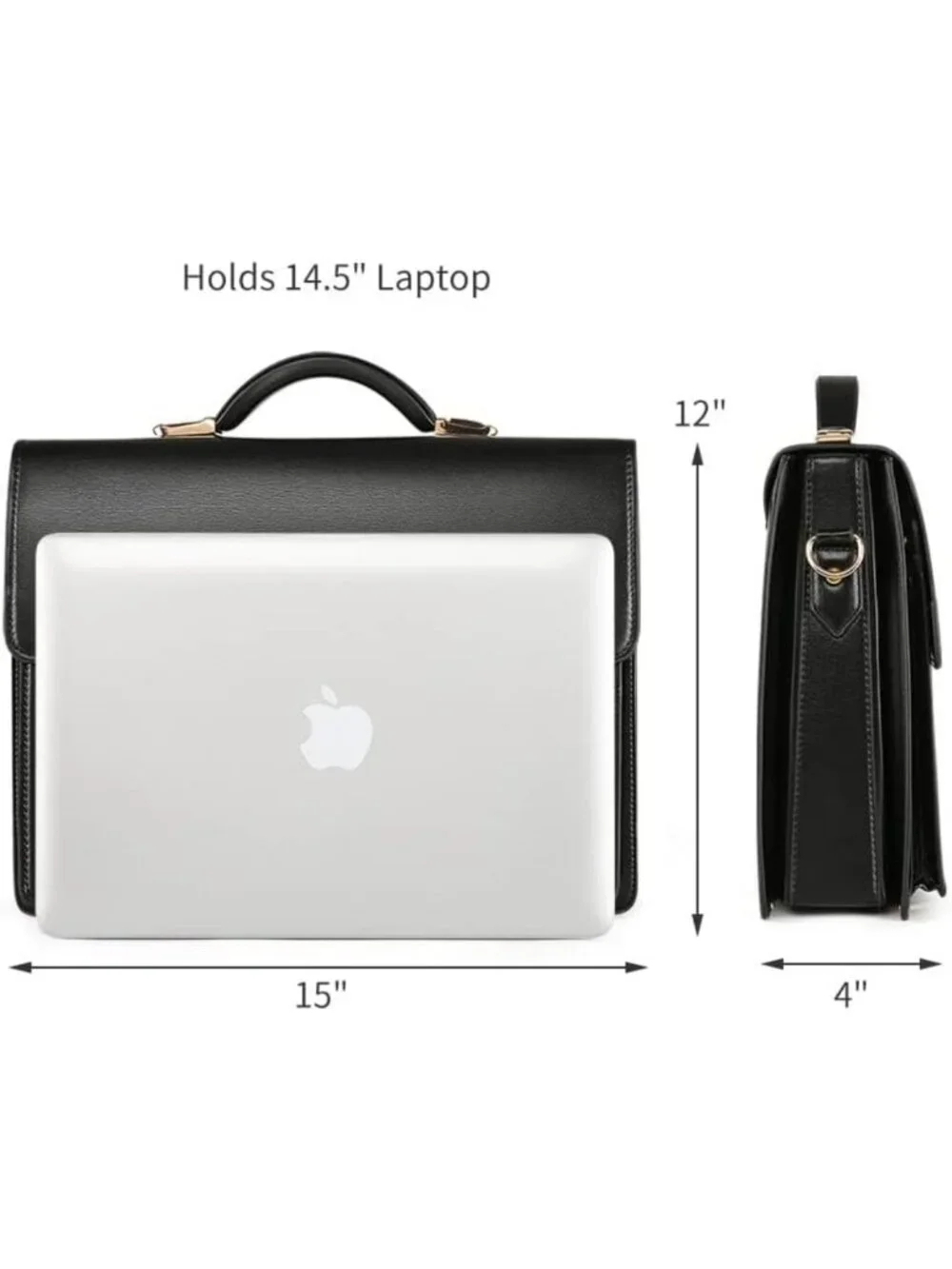 Stylish Black Leather Briefcase for Men | Locking Laptop Messenger Bag